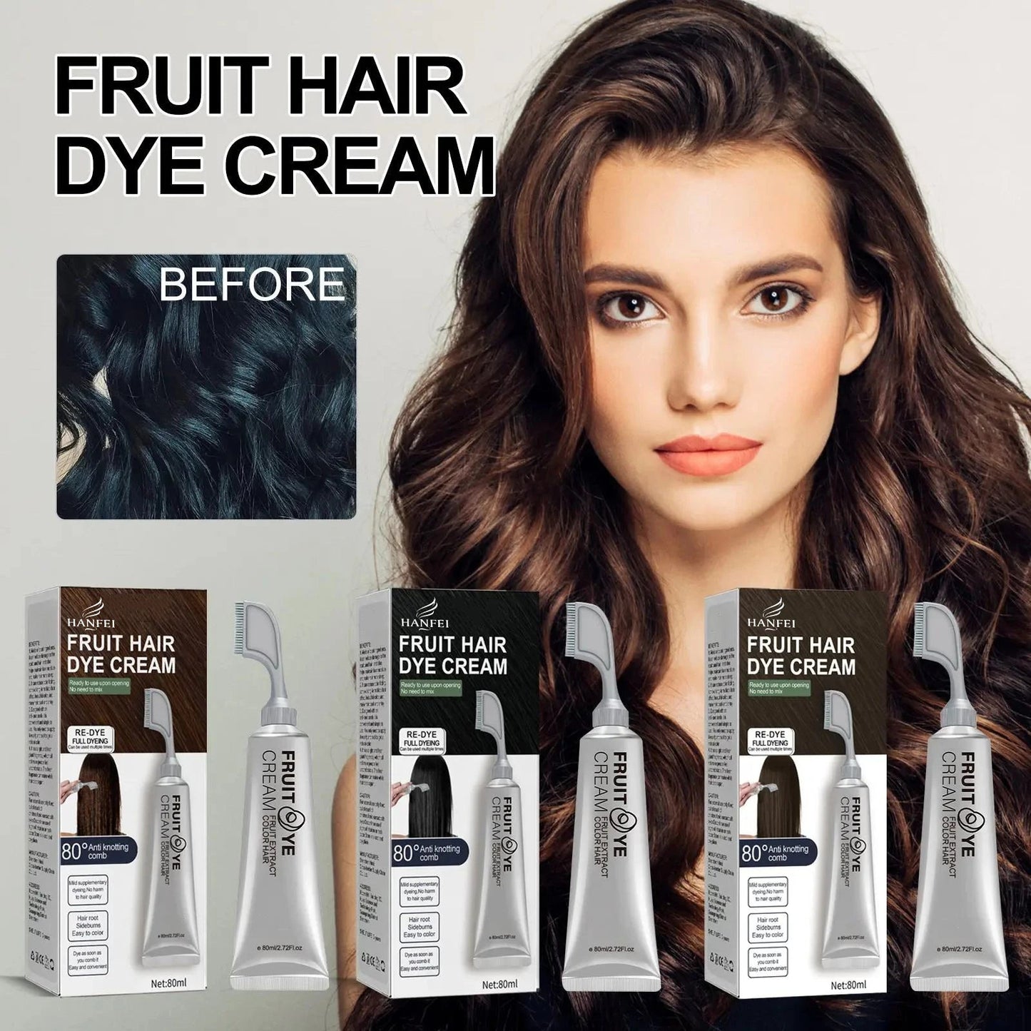 HairNatura - Natural fruit hair dye cream for men and women - Black colour