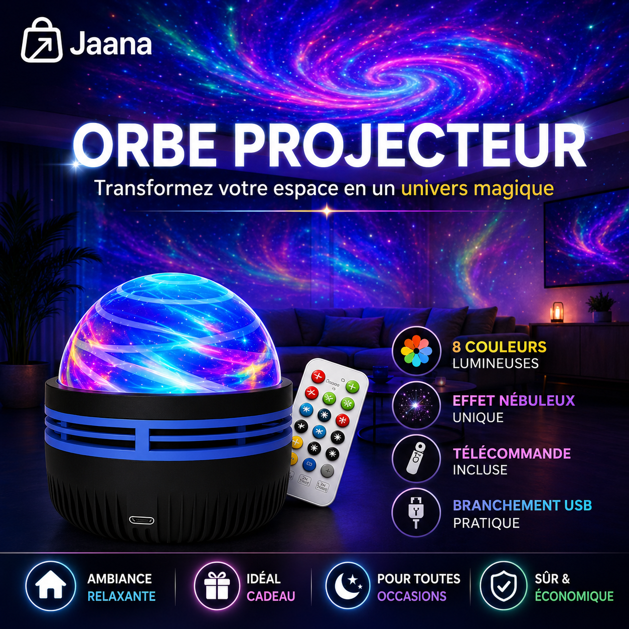 Orbe Projecteur de décoration nébuleuse